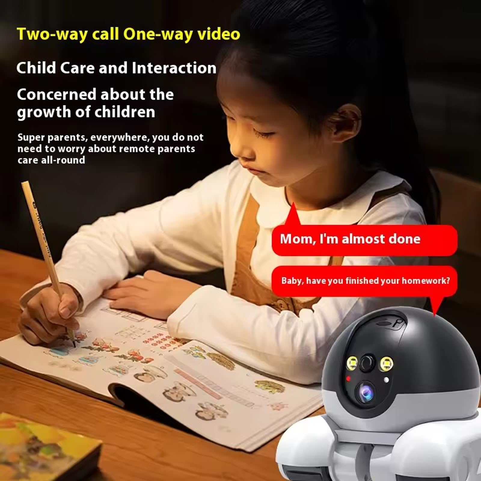 Caméra Blinky Bot Blinky Bot Pro Petit Robot Compagnon, Robot Blinkybot 360° Robot Intelligent à Roues à Double Objectif, Wi-Fi HD 1080p Avec Conversation Bidirectionnelle Et Contrôle Par Application