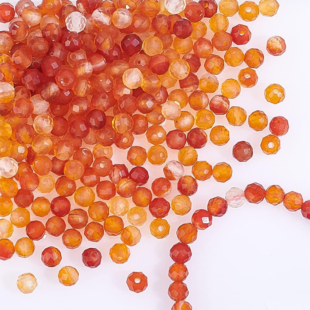 NBEADS About 260 Pcs 3mm Micro Faceted Gemstone Beads, Natural Carnelian Beads Natural Stone Beads Curtain Beads Loose Beads for Necklace Bracelet Jewelry Making, Hole: 0.8mm - Image 5