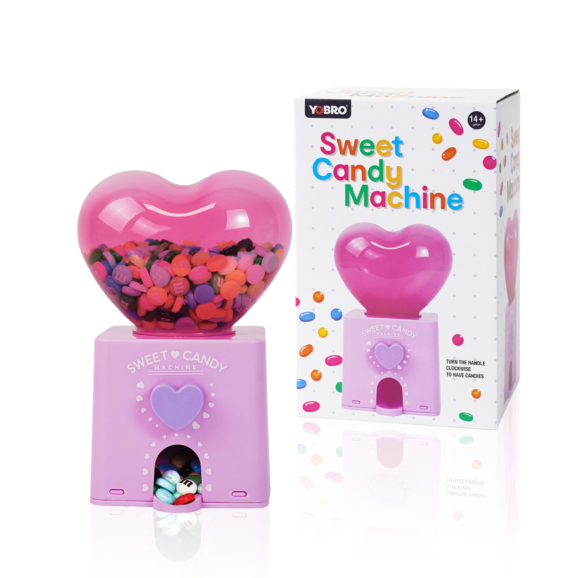 YOBRO Süßigkeitenspender, süße Candy-Bank mit Drehknopf, zum Befüllen durch Anheben der Oberseite, lustiges Geschenk für Freunde, zum Valentinstag, für Partys, Pink