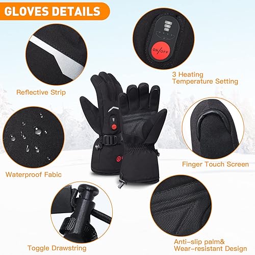 Miniatura 5 de SAVIOR HEAT Guantes térmicos con batería para hombre y mujer, guantes de motocicleta eléctricos impermeables con pantalla táctil, guantes de
