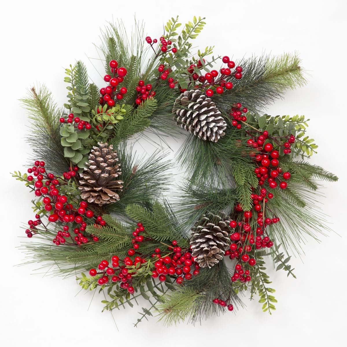 B&Q 60Cm B/O Pre Lit Berry And Cone Wreath With 50 Ww Leds