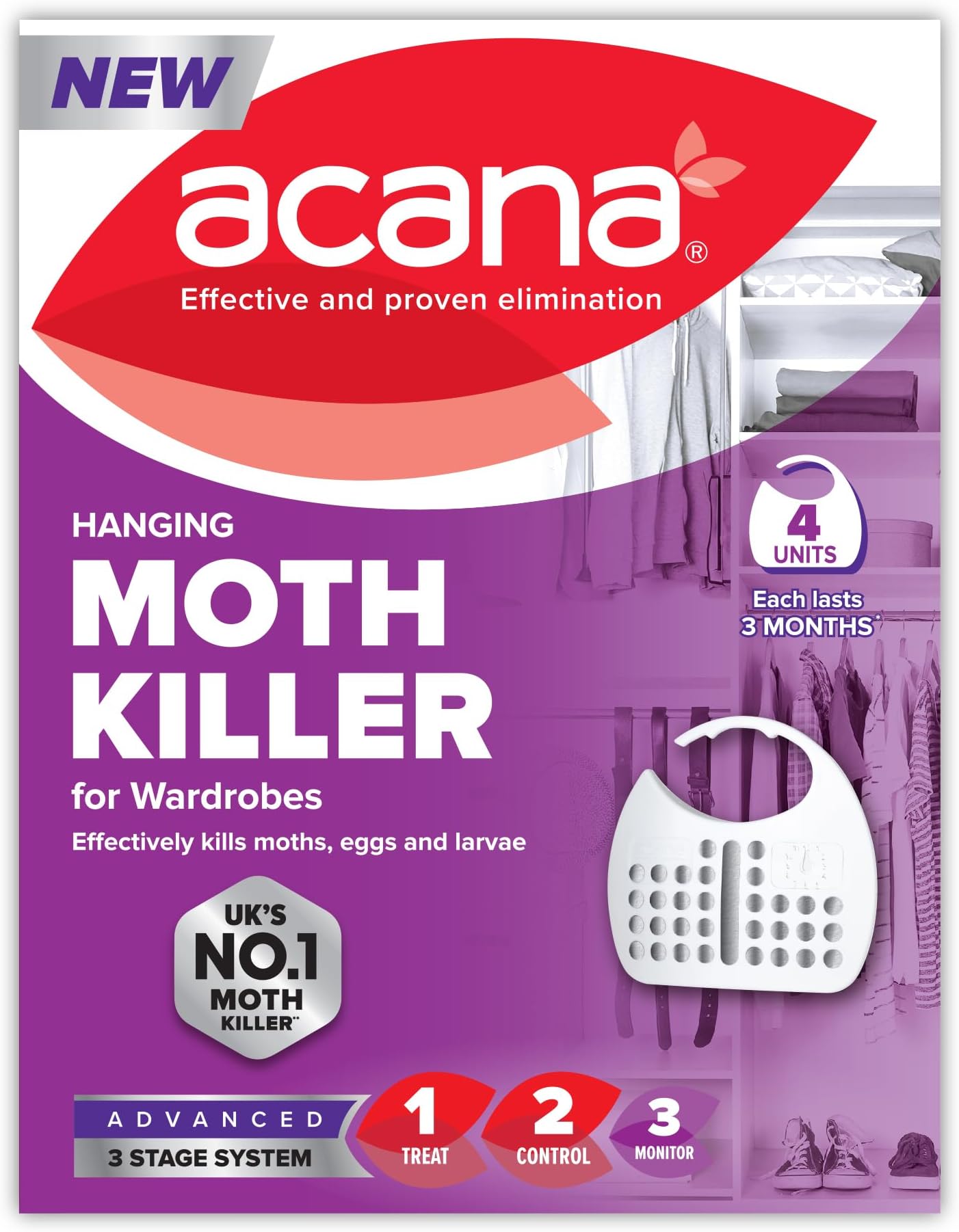 Acana 2675-1 Hanging Moth Killer And Lavender Freshener - White (pack Of 4)