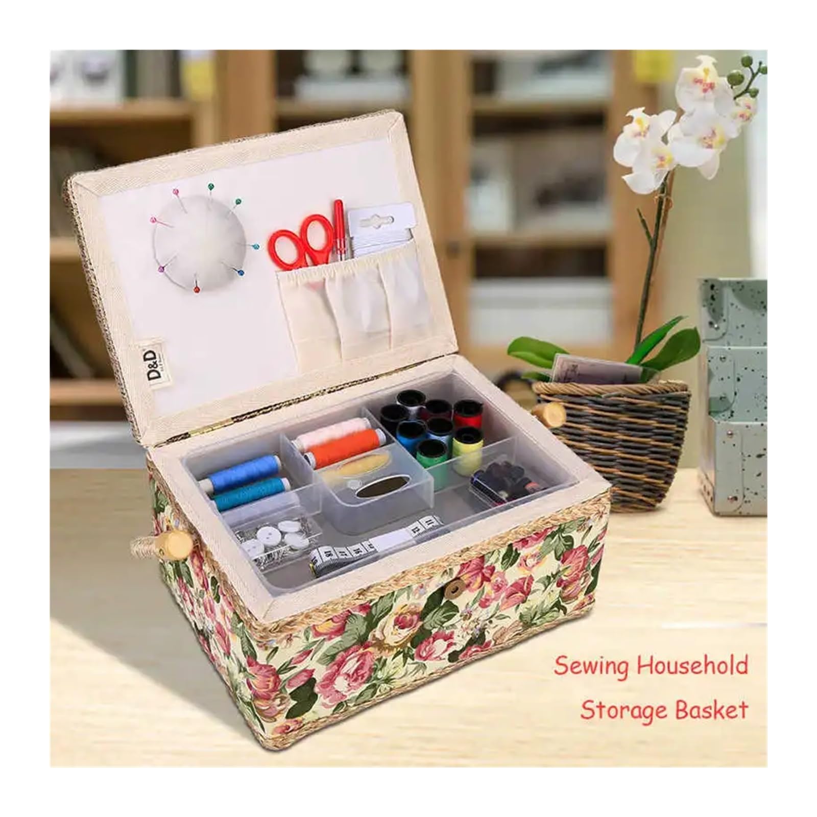 Cesta de Coser 3 Colors Craft Sewing Tool Needle Thread Basket Fabric Household Storage Box Organizer(Color3)