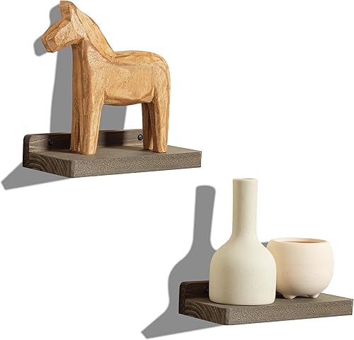 Miniatura 10 de Freezing point Estantes flotantes para pared, juego de 2 estantes de pared de madera natural de 16 pulgadas, decoración de plantas, coleccionables,