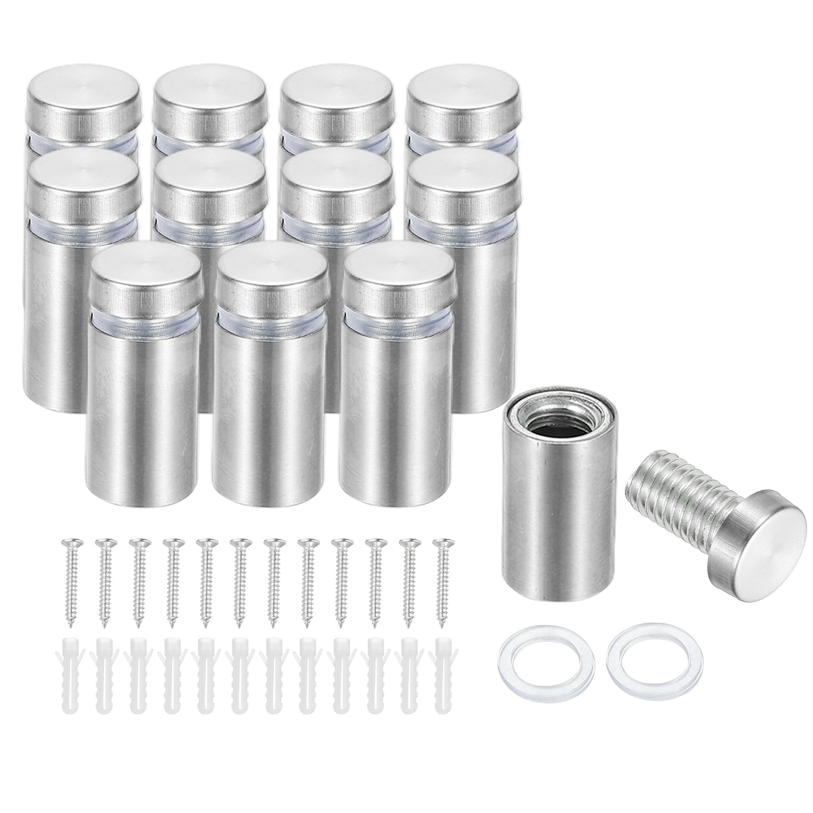 PATIKIL 1/2" x 1" Standoff Screws, 12 Pack Stainless Steel Wall Mount Sign Standoffs Mounting Hardware Advertising Nail for Hanging Acrylic Picture Frame, Silver