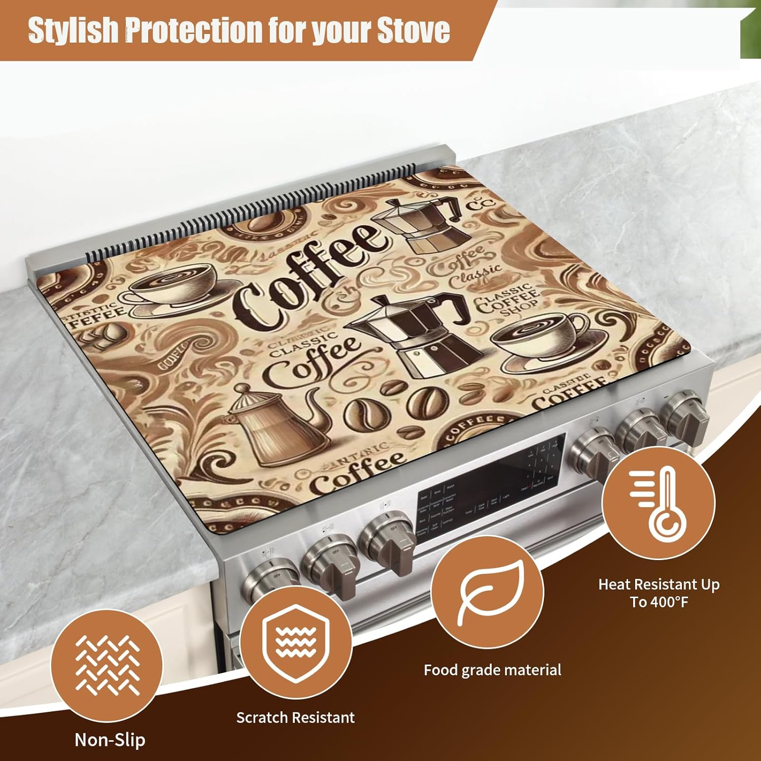 Decorative Electric Stove Top Covers, Heat Resistant Silicone Stove Cover Mat, Stove Top Protectors for Electric Flat Glass Stoves, Adds Extra Counter Space for Small Kitchens and Apartments