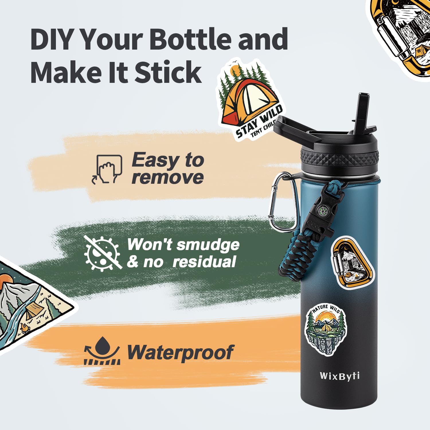 WixByti 20 oz Insulated Water Bottle with Straw, Stainless Steel Water Jug