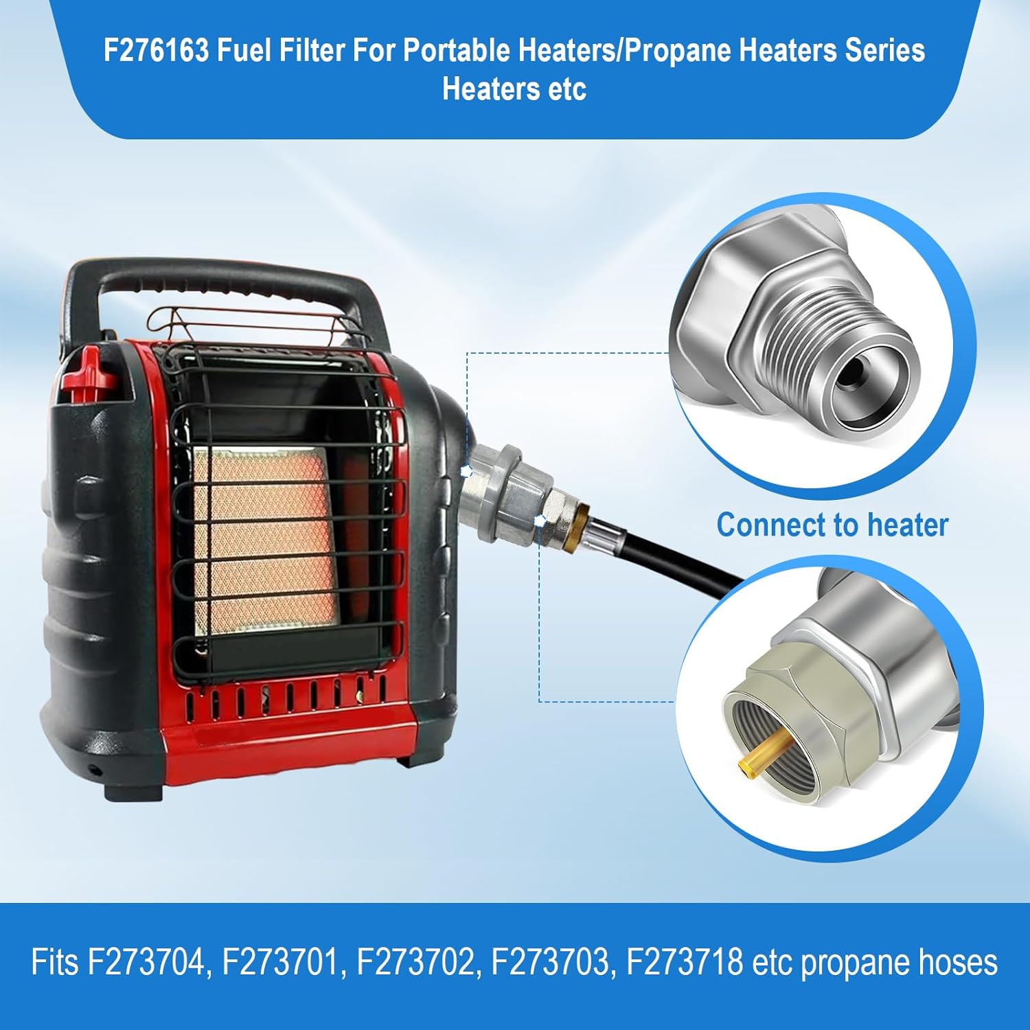 2 Pack Propane Fuel Filter F273699 for Portable Propane Heaters – Most Small to Medium Portable Heater, Fits Propane Hoses F273704 F273701 F273702 etc.