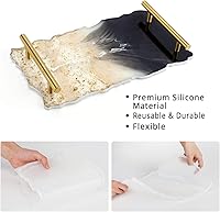 Vista 4 de Gartful - Moldes de resina para fundición, 4 moldes grandes de epoxi de silicona, molde de ágata geoda para hacer bandeja de ágata sintética, tabla