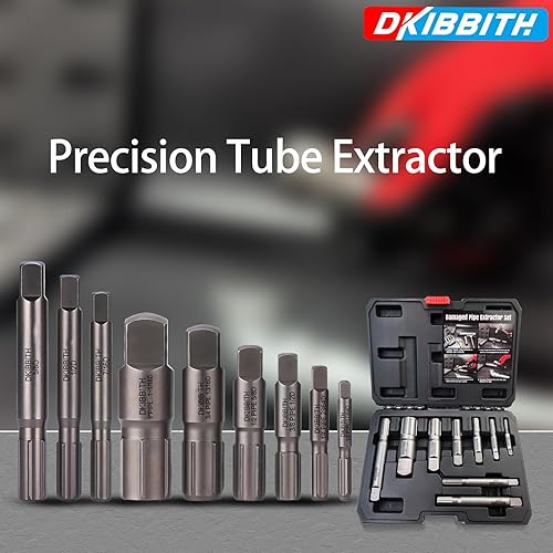 Miniatura 7 de Juego de extractor de tuberías, 9 piezas de extractores de tubos rotos de acero resistente para quitar tubos roscados dañados y accesorios de 18" a