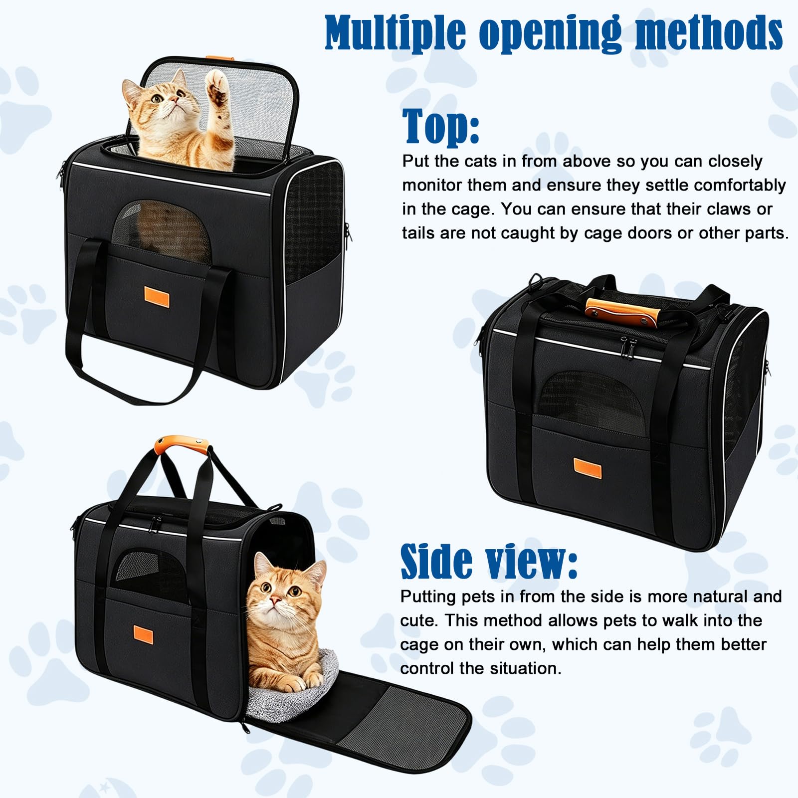 Scatola per il trasporto di gatti, pieghevole, per il trasporto di gatti, cani, con cerniere di sicurezza, per gatti, cuccioli fino a 13 kg, per andare dal veterinario auto (45 x 35 x 33 cm)