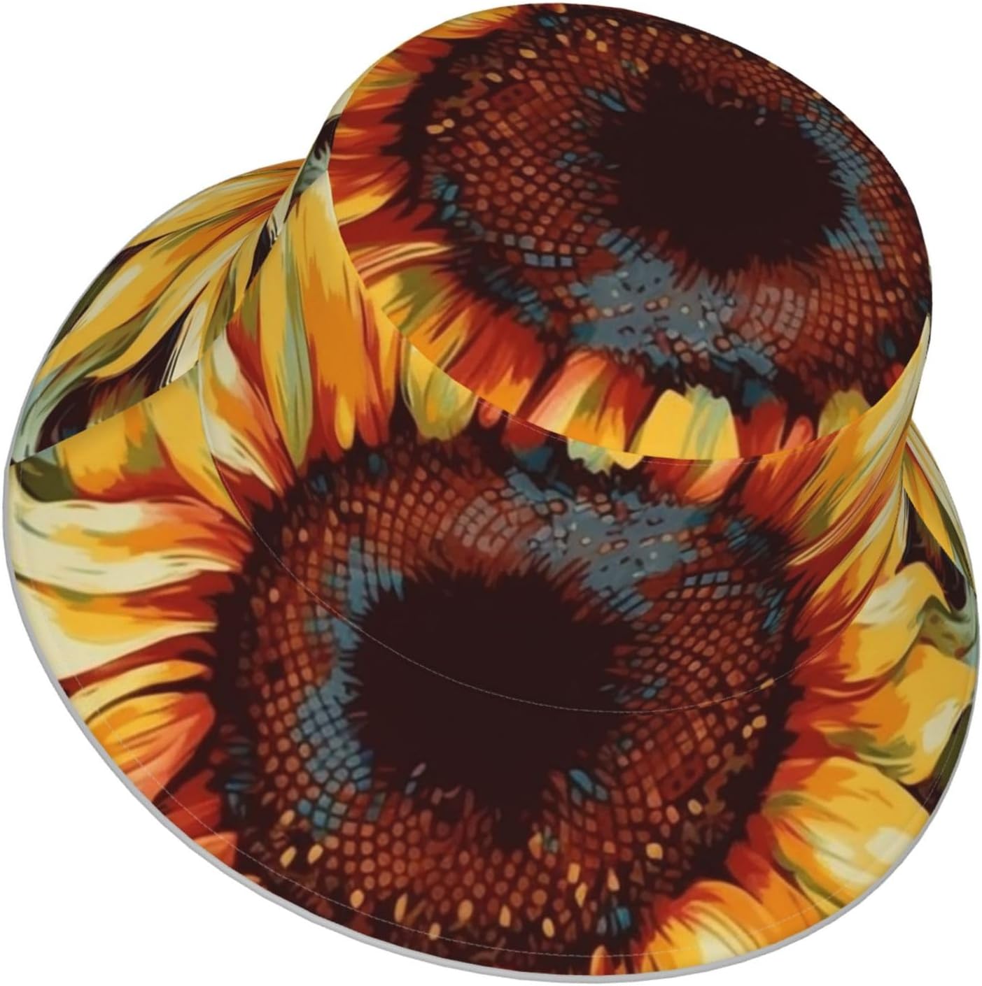 Color Painting Sunflower Bucket Hats for Women Men Sun Hat Fisherman Hats Travel Beach Hat Summer Fishing Cap Black
