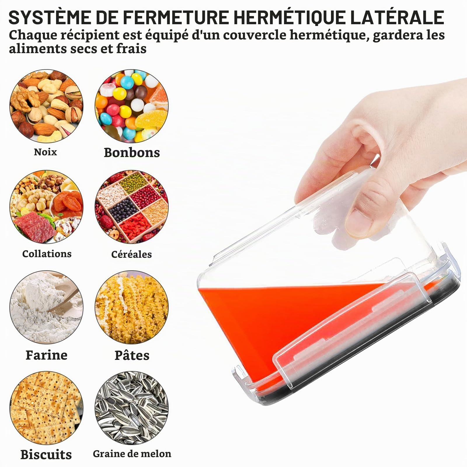 Lot de 12 Récipient Hermétique Alimentaire en PP sans BPA avec Couvercle Verrouillé Étanche, Boîte Rangement Cuisine Empilable Boîte de Conservation des Céréales avec 32 Étiquettes&Pen