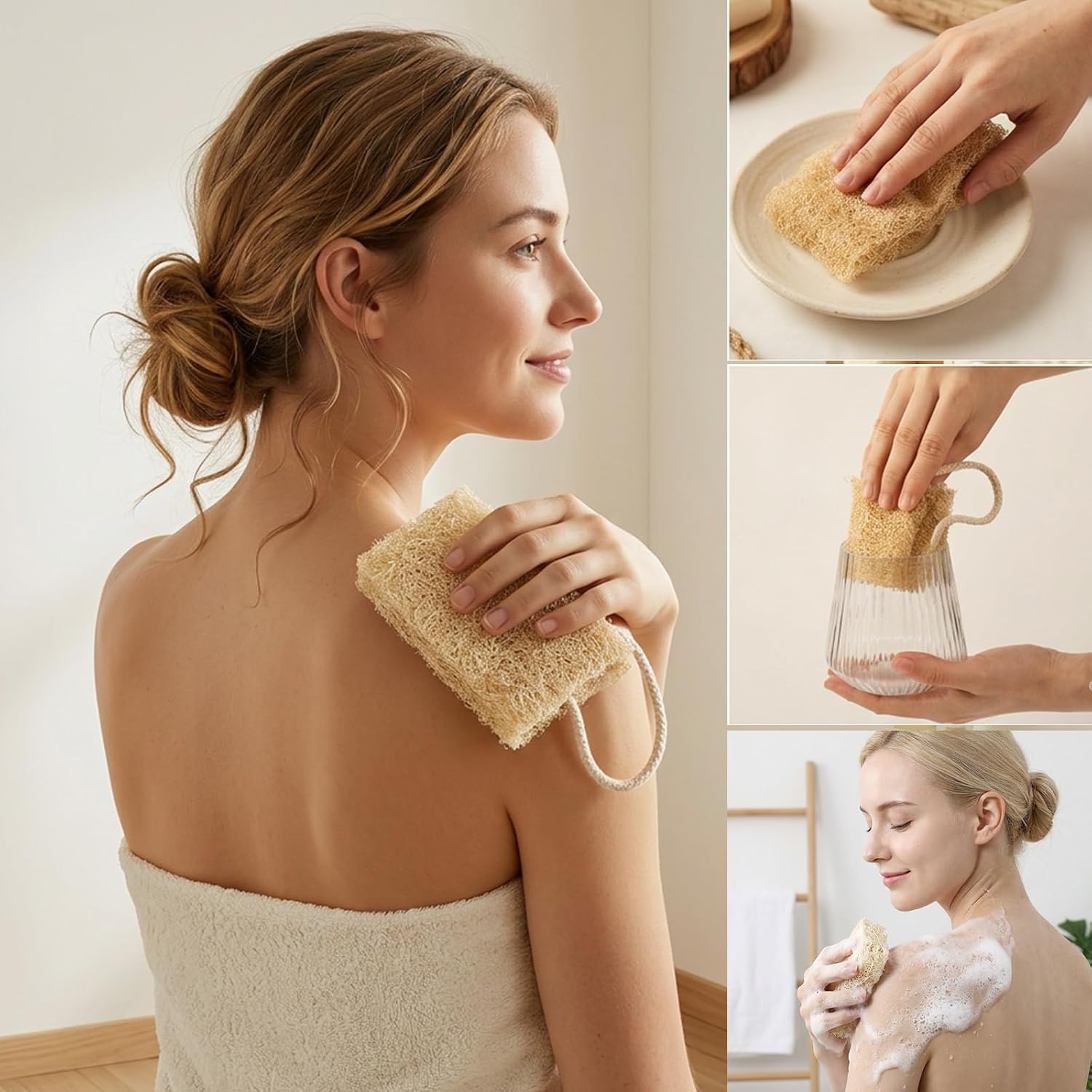 Tyqour Large Egyptian Natural Loofa for Body, Natural Loofah Sponge