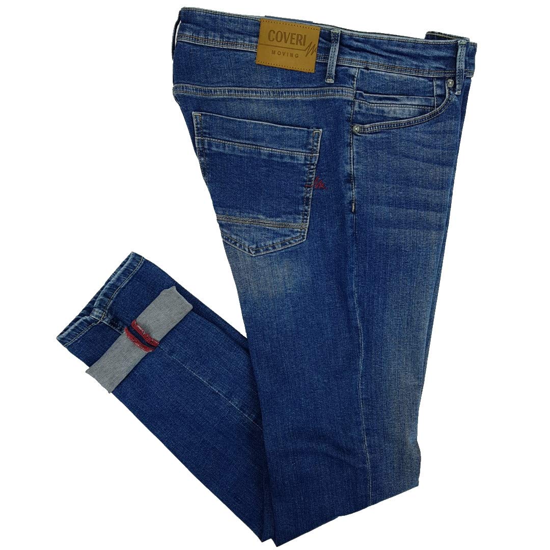 Coveri Jeans Uomo Slim Fit Denim 5 Tasche 46 48 50 52 54 56 58 (56 - Denim)