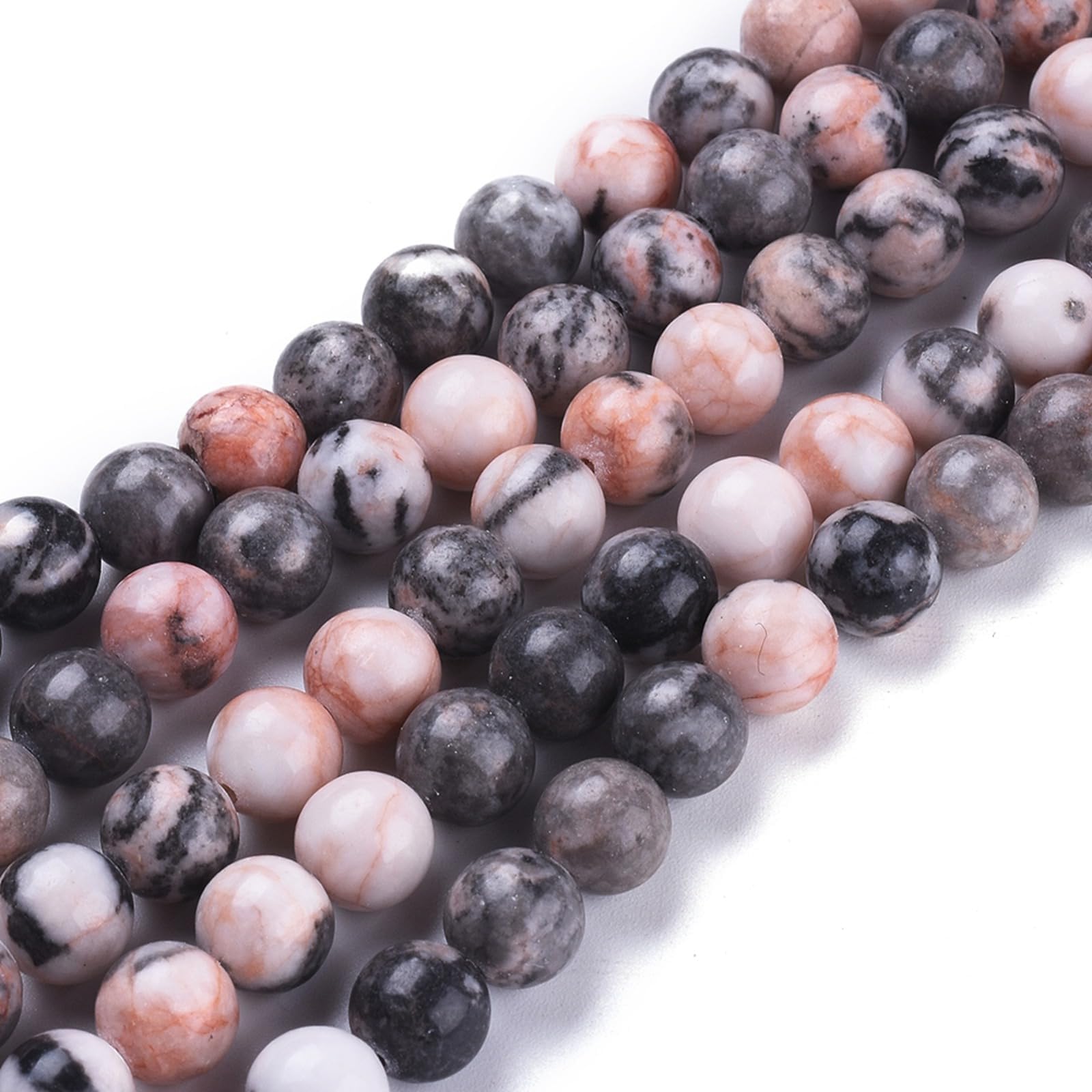 About 44pcs Pink Zebra Jasper Beads Strands, 8.5mm Round Imitation Jade Gemstone Loose Beads for Jewelry Making for DIY Bracelet Necklace Earrings, Hole: 1.2mm
