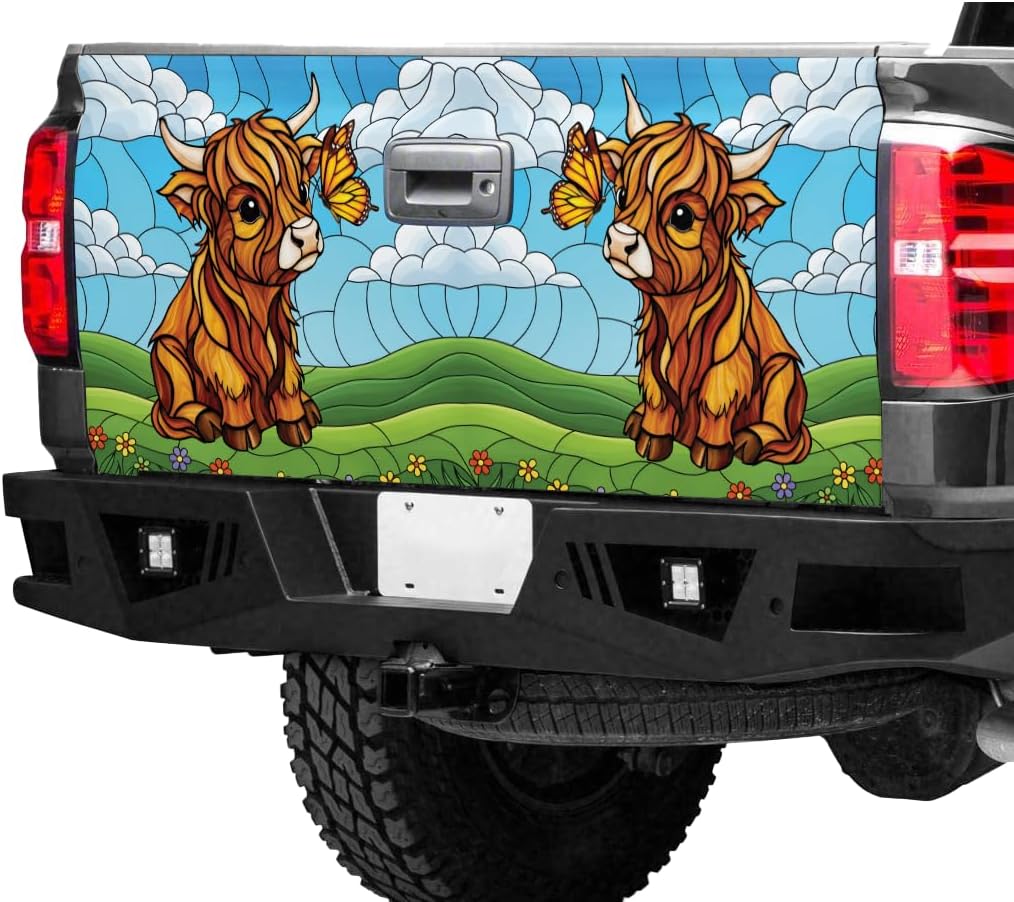 ThangPham Shop Cute Cow Tailgate Wrap – Truck Tailgate Wrap with Animal Theme