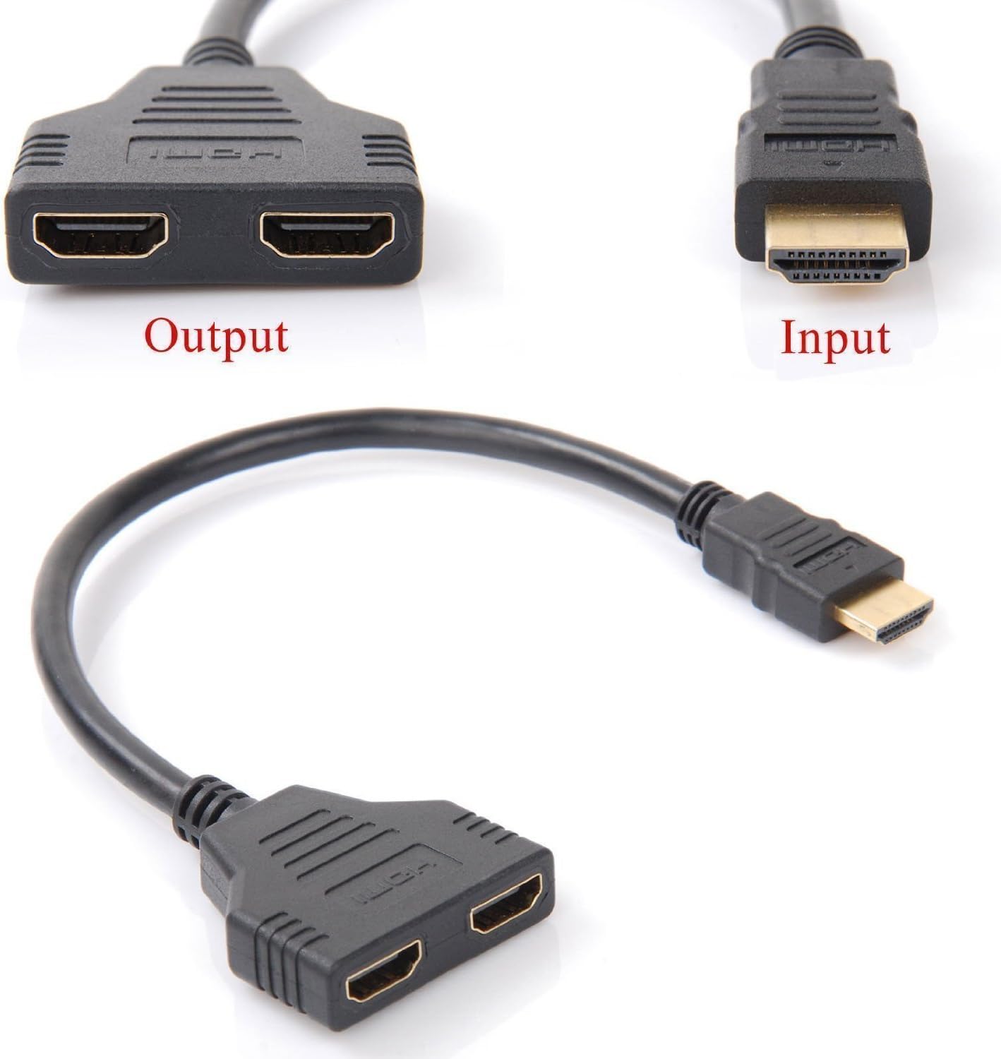 Galaxy Hi-Tech Sufi World 1080p HDMI Male Dual HDMI Female 1 to 2 Way HDMI Splitter Cable Adapter