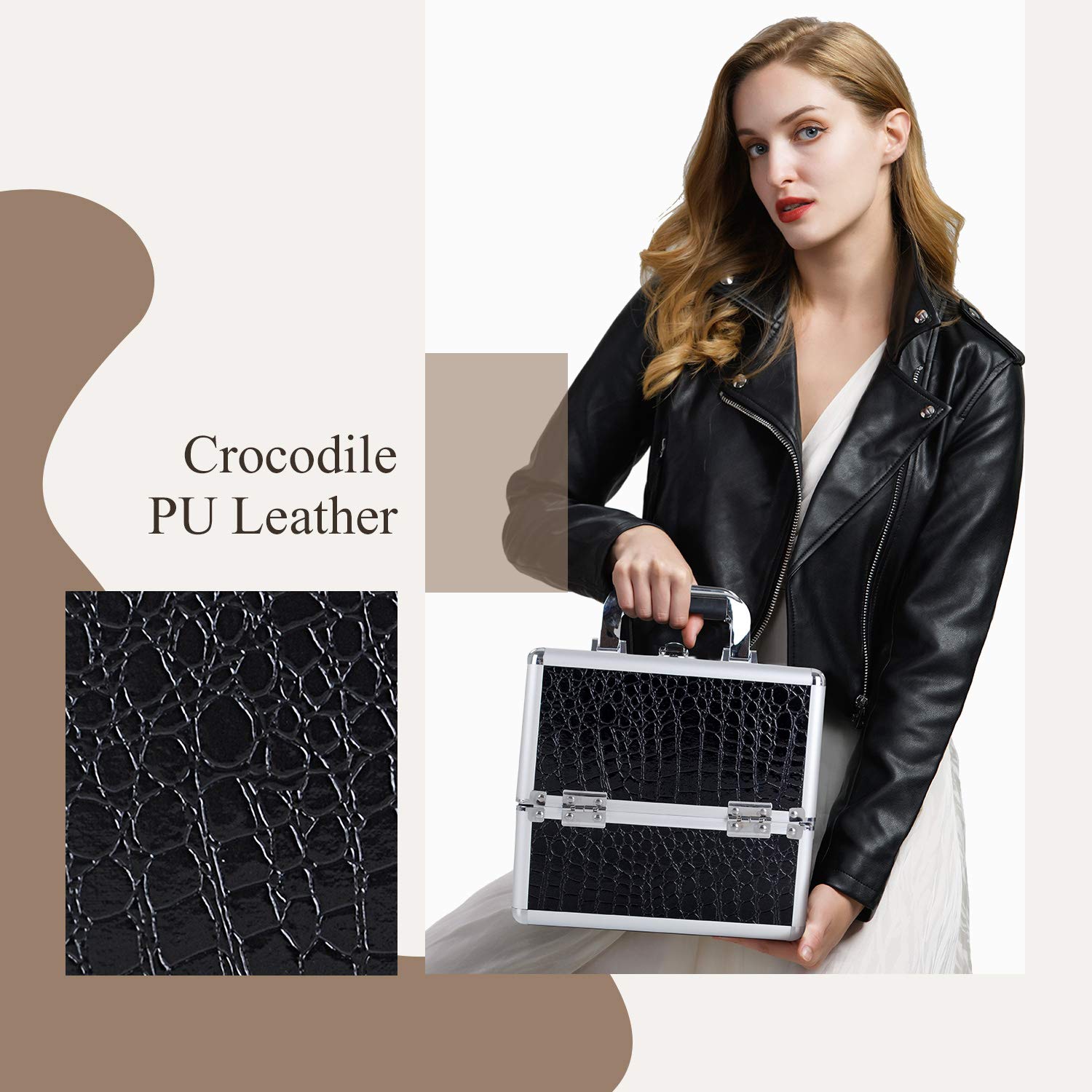 Make up Organizer Schminkkoffer Kosmetikkoffer Alu Werkzeugkoffer Nagel Koffer Beauty Case Make up Organizer,Schwarz