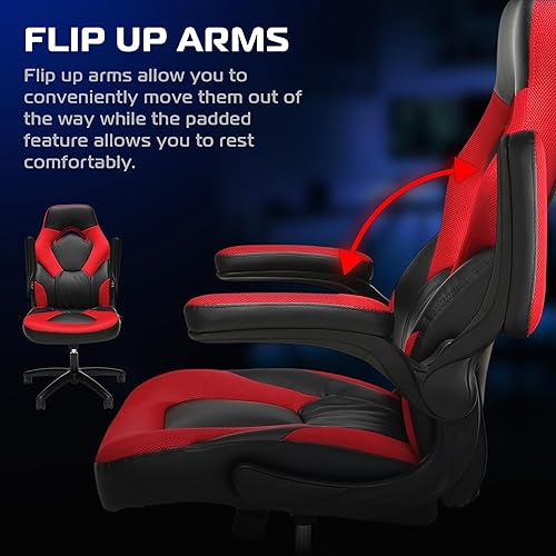 Miniatura 3 de RESPAWN 3085 Ergonomic Gaming Chair for Adults, High Back Office Chair with Headrest and Flip Up Arms, Leather Racing Style Gaming Seat with Lumbar