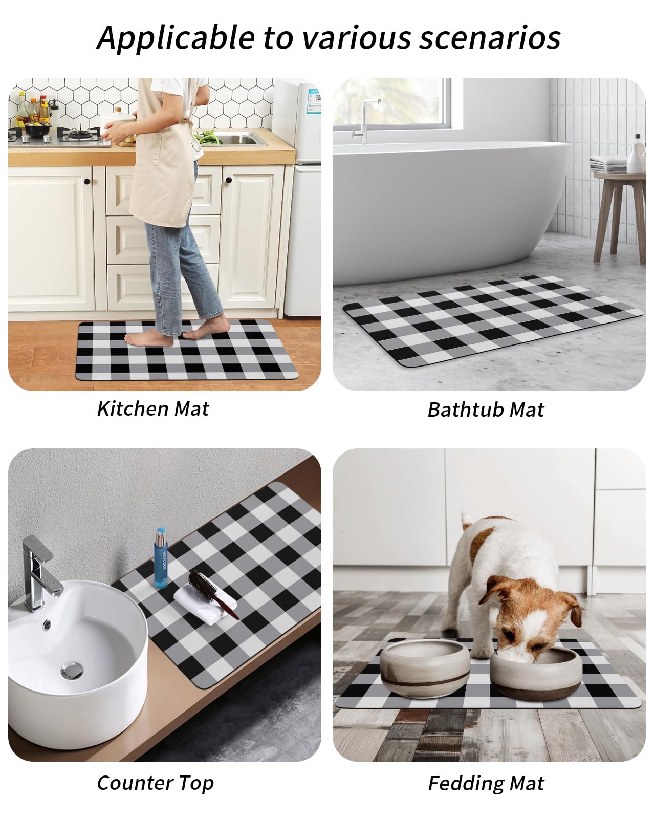 Amazon.com: Buffalo Check Bath Mat Rug Quick Dry Absorbent Rubber