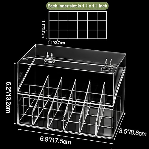 Miniatura 3 de Foraineam Paquete de 3 organizadores de lápiz labial con tapa, 18 espacios de acrílico transparente para lápiz labial, estuche de almacenamiento de