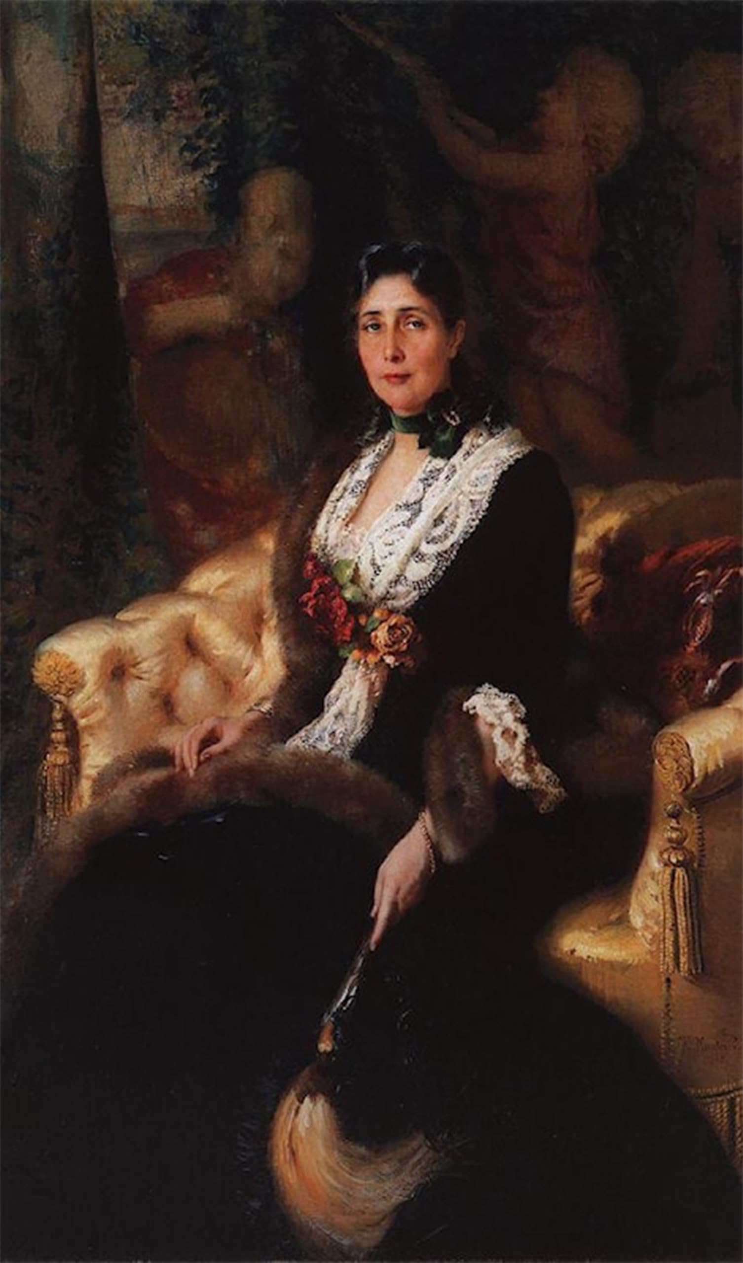 Posteriik No Frame Famous Animal Posters Vintage Picture Portrait Of An Famous Woman In A Black Dress By Konstantin Yegorovich Makovsky Modern Wall Decor For Home Decor 60X90cm