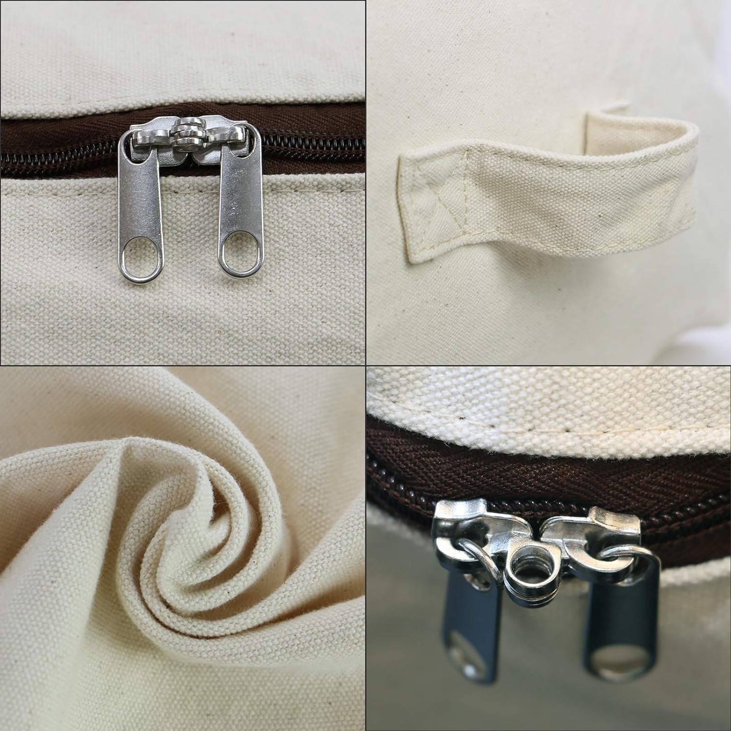 Lot de 3 grands sacs de rangement réutilisables 100 % coton doux pour armoire, placard, chambre à coucher, dortoir universitaire, beige