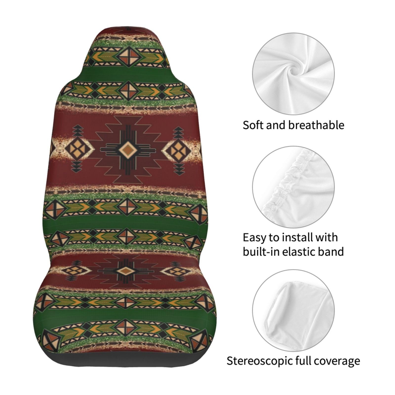 Dreaweet エスニック アステカ柄 フロントシートカバー レディース メンズ 南西部スタイル 運転席プロテクター 車両シートプロテクター カーカバー 自動車アクセ Dreaweet エスニック アステカ柄 フロントシートカバー レディース
