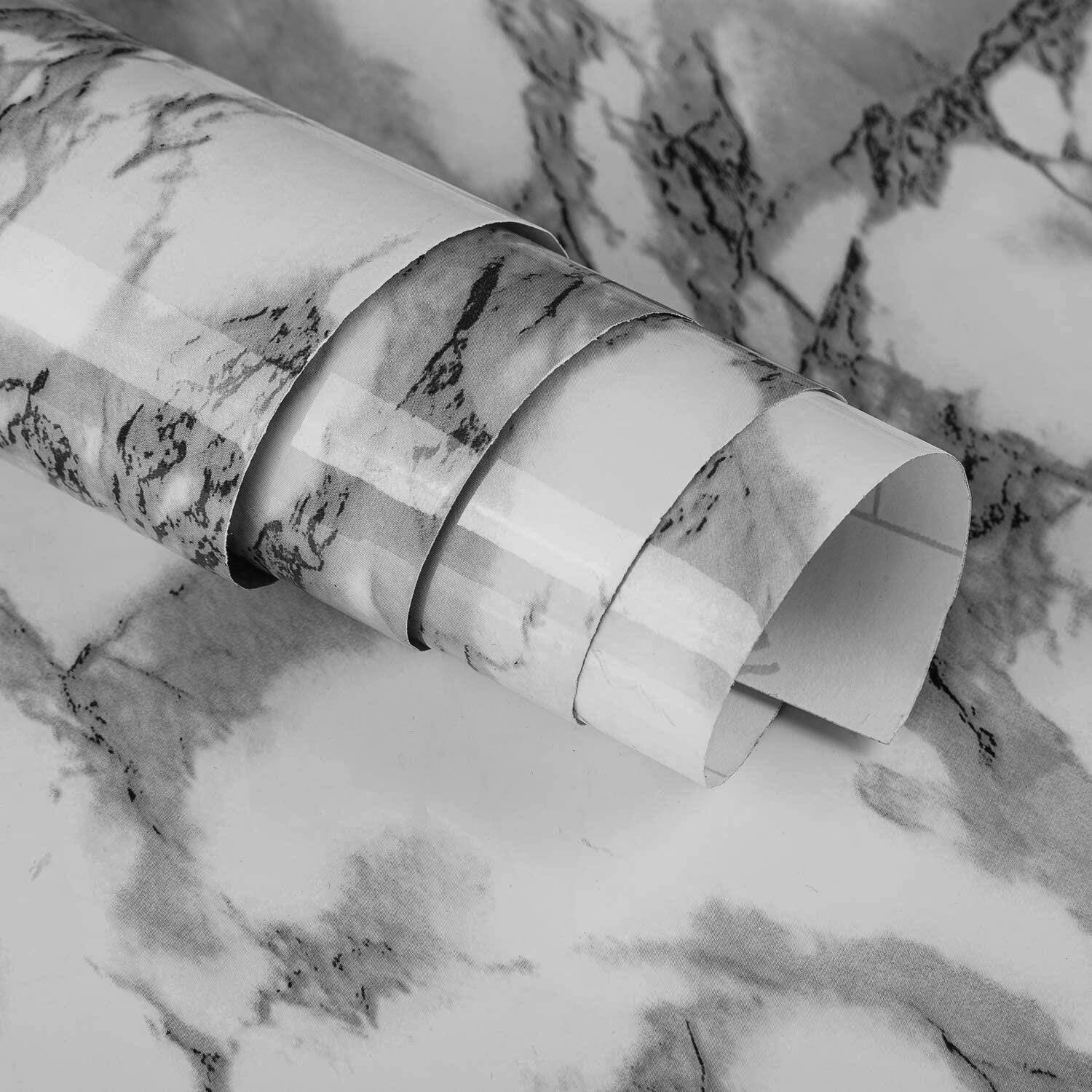 JSEVEM White Marble Contact Paper,Waterproof Wallpaper,Vinyl Self