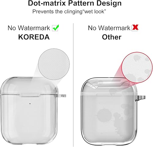 Miniatura 4 de KOREDA Funda protectora completa suave y transparente a prueba de golpes con llavero para Apple AirPod de 2 y 1 generación (transparente)