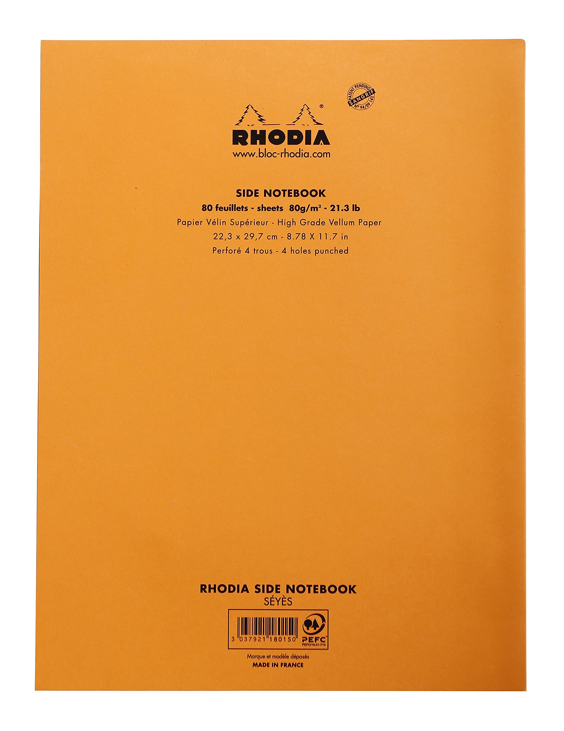 Rhodia Bloc-Notes Agrafés A4 Grands Carreaux Seyès 80 Feuilles Détachables Papier Clairefontaine 80 g/m² Lot de 3