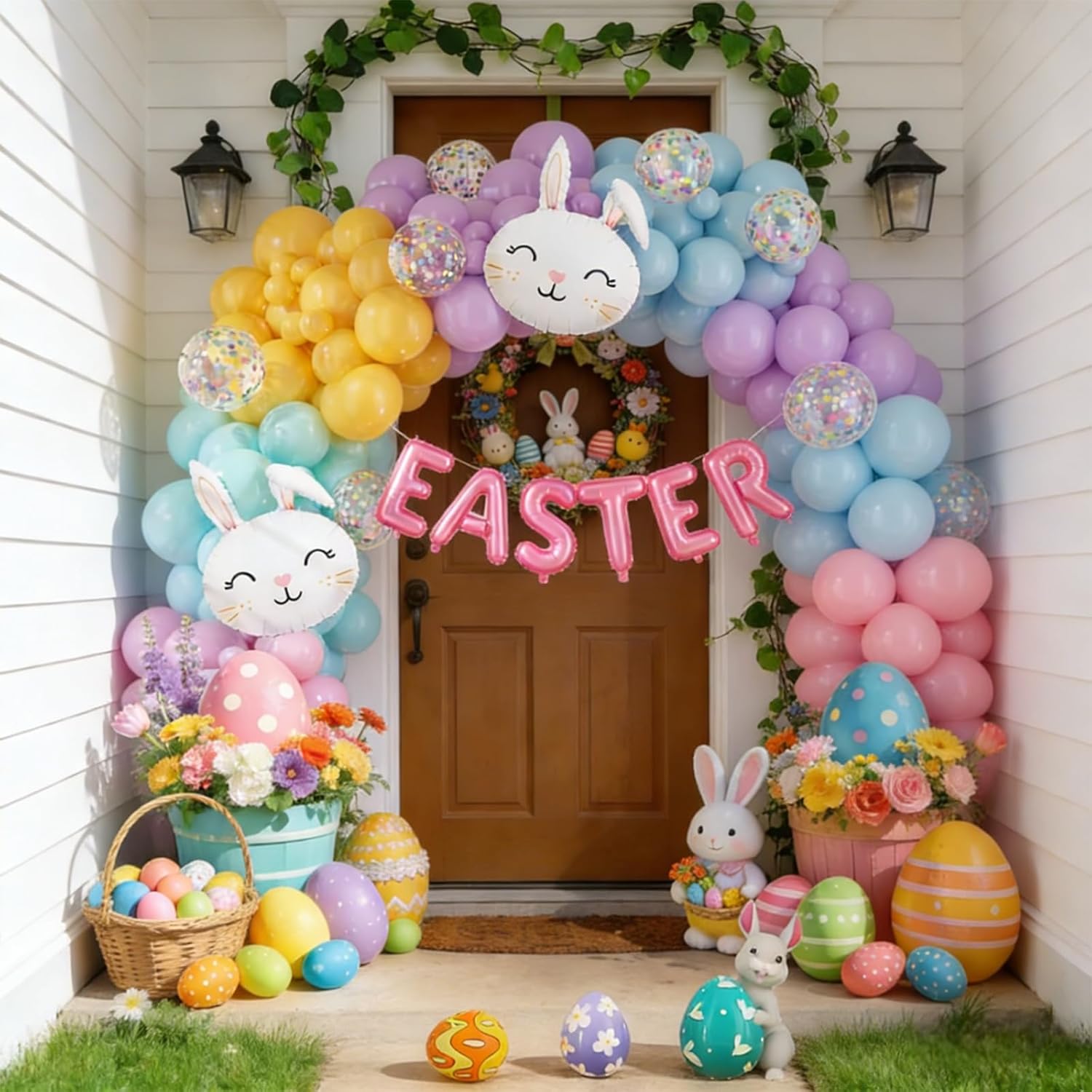Easter Balloon Arch Kit, Pastel Bunny Balloon Garland for Baby Shower Spring Easter Birthday Party Decorations