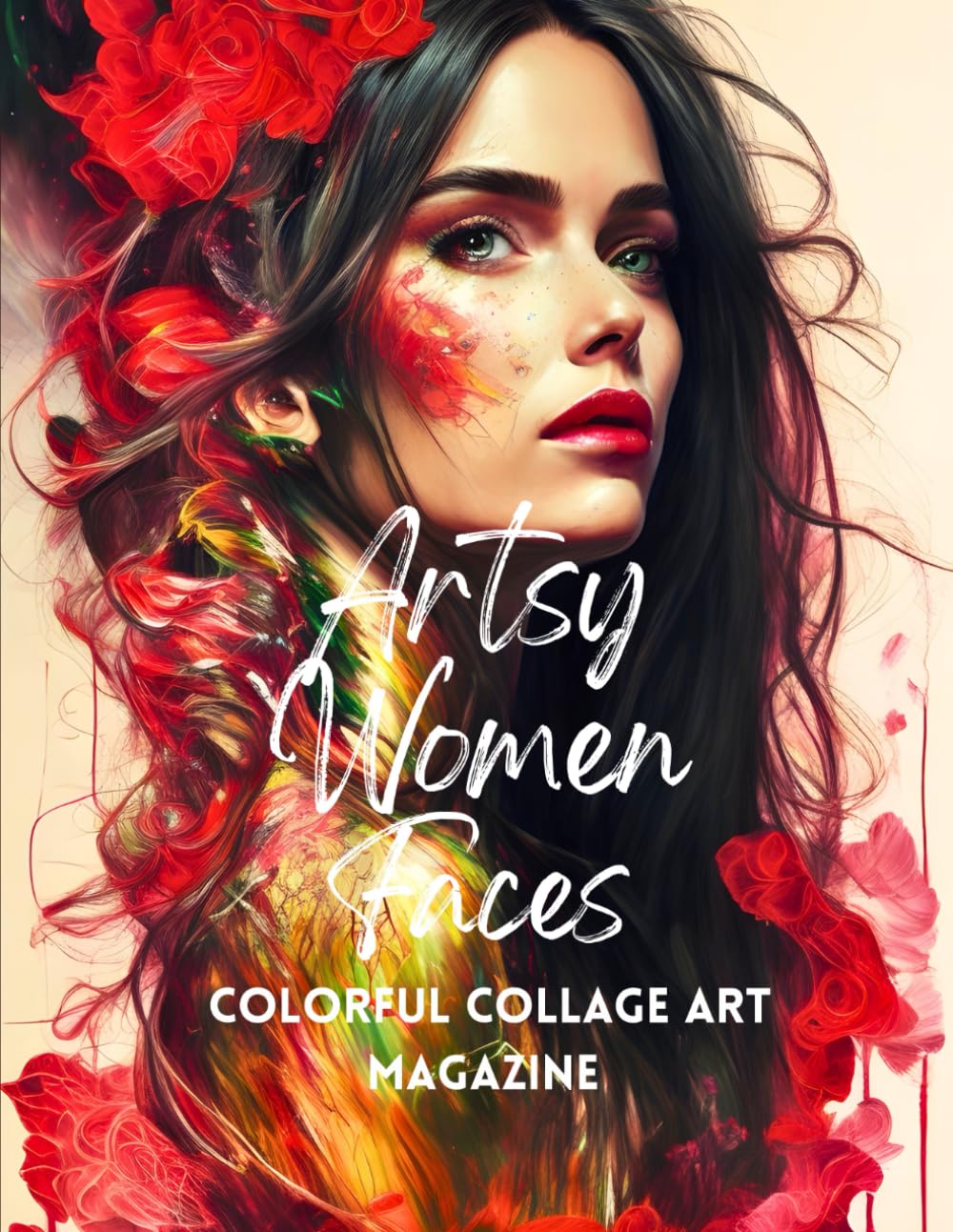 Artsy Women Faces Colorful Collage Art Magazine: Modern Mixed Media Collage Art Cut Outs For Papercrafting