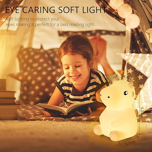 Miniatura 6 de QANYI Luz nocturna de huevo para el cuarto del bebé, suave lámpara de mesa de pollo Kawaii pequeña con recargable y regulable, sensor táctil de