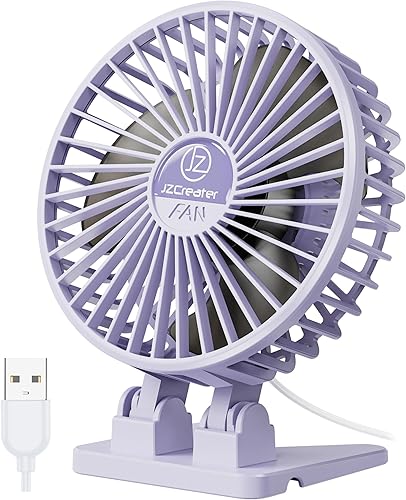 Miniatura 10 de JZCreater Ventilador de Escritorio USB, Mini Ventilador Portátil, Ventilador de Enfriamiento de Mesa de Escritorio de 3 Velocidades, Ventilador de