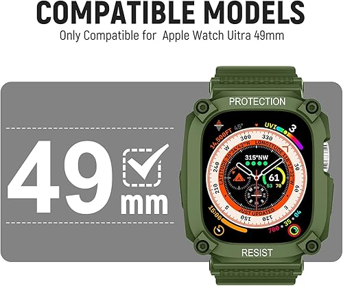 Miniatura 4 de Drimobiuty Funda resistente con correas para parachoques compatible con Apple Watch Ultra de 179 pulgadas duradera a prueba de golpes impermeable