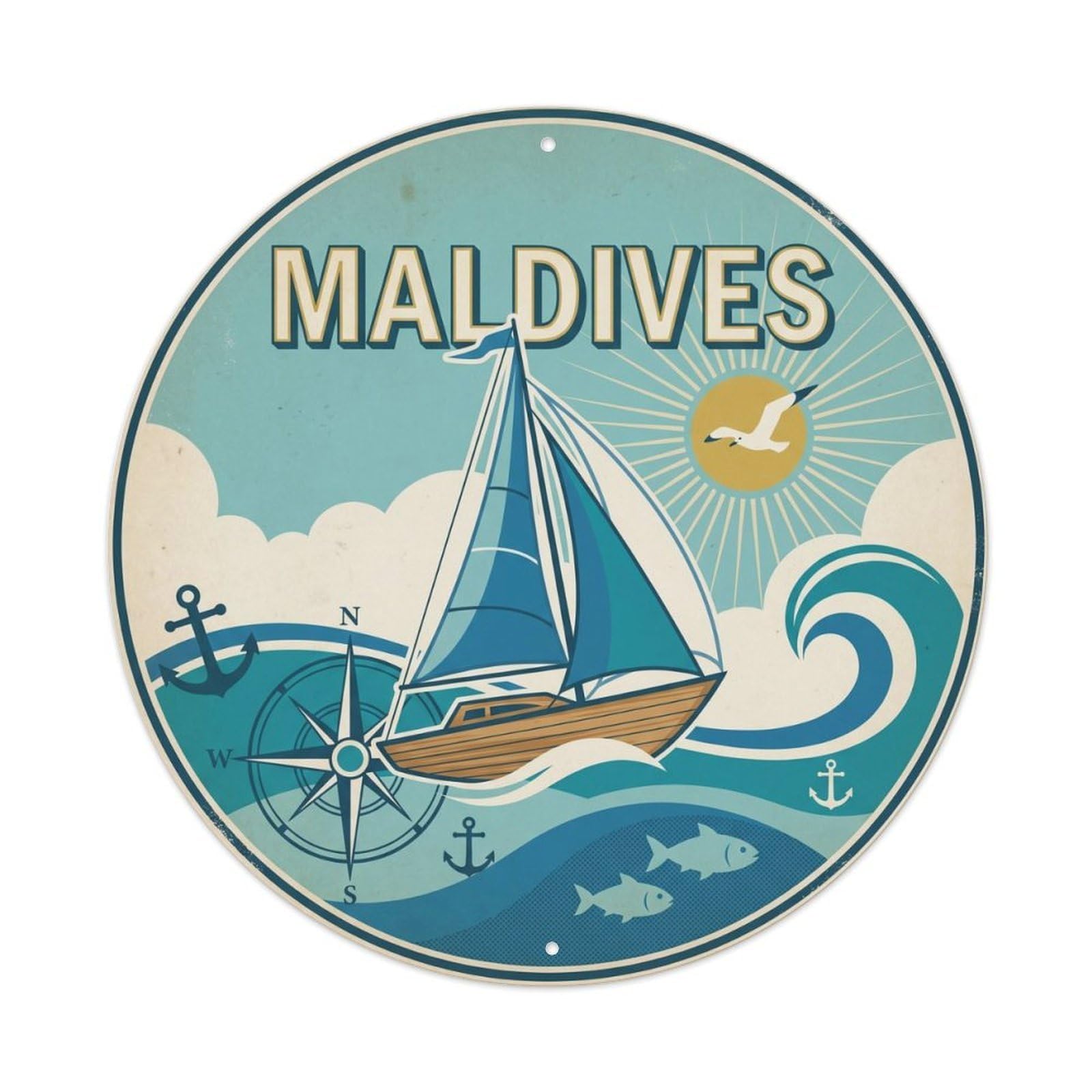 Indian Ocean Maldives Classic Tropical Lagoon Metal Tin Sign