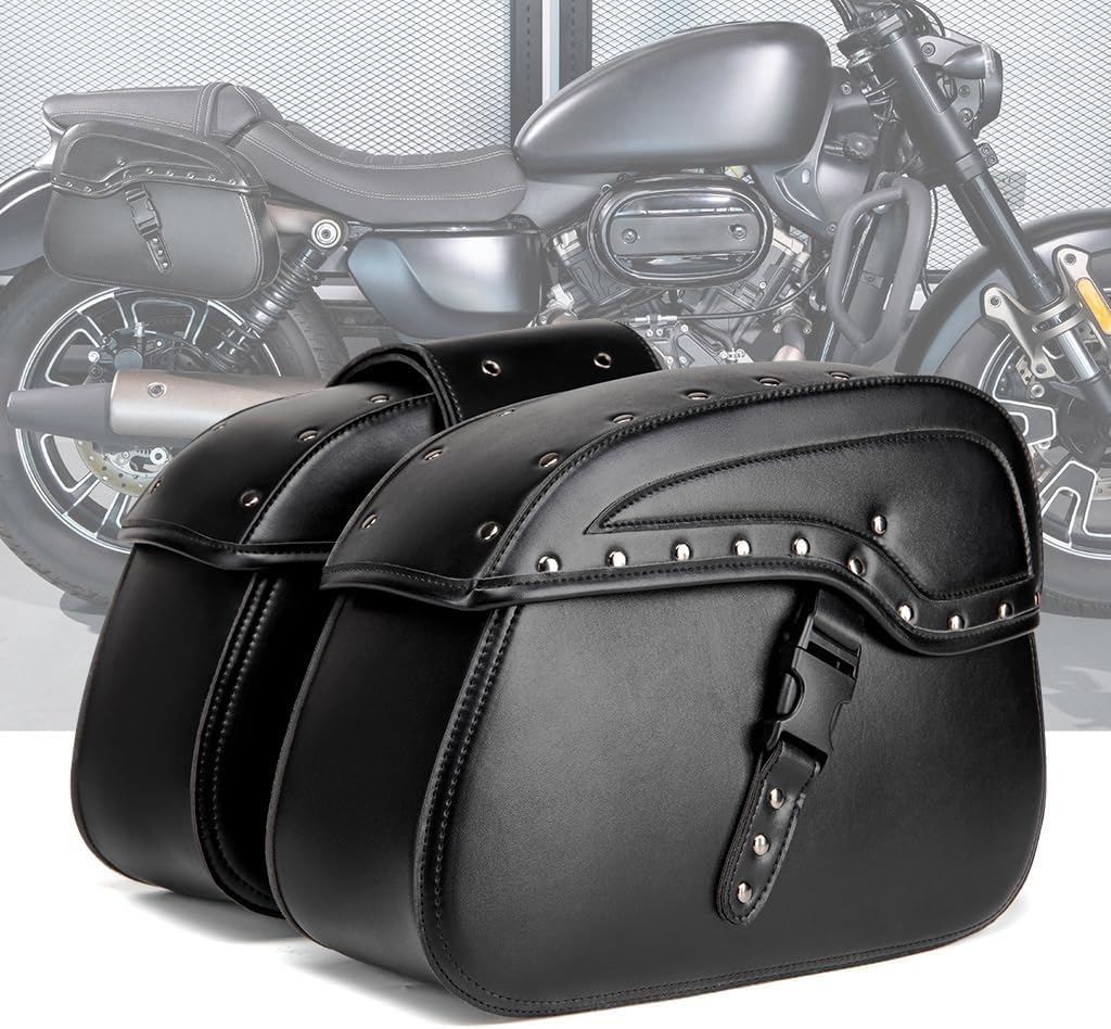 VBDBN PU Leather Motorcycle Saddlebags for Yamaha Tmax 530, Motorbike Tail Pouches Waterproof Motorcycle Pannier Bag Saddle Bag,C