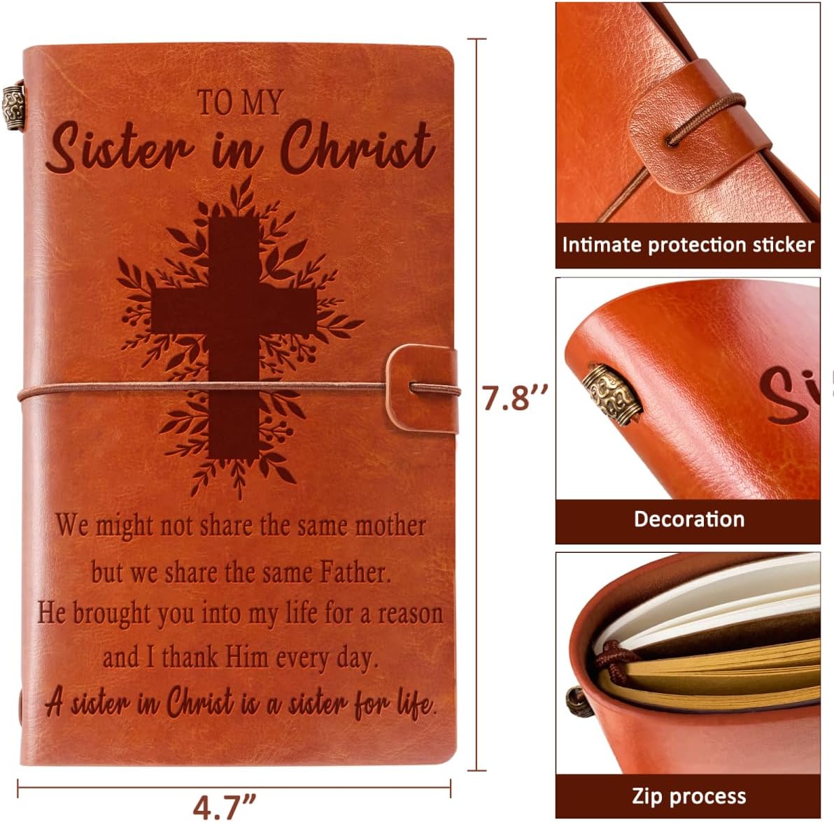 Christian Gifts for Women, Sisters in Christ Gifts for Women Leather Notebook Journal Christian Sister Gifts from Sister Religious Gifts Faith Gifts Friendship Faith Gifts - Image 2