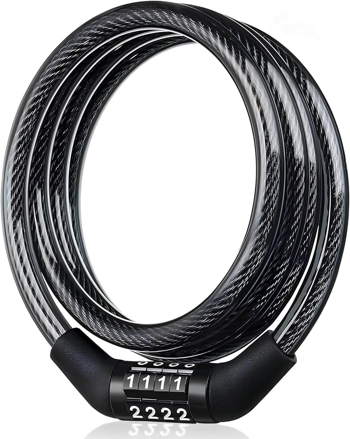 Kandid Multi-Purpose ๐๐๐ฌ๐๐๐ฆ๐ฆ Helmet Lock for Mens Bike Cycle | Extra Long 8mm Thick | 4 Digit Combination Lock Without Key Tension Free Bicycle Number & Cable Lock Stainless Heavy Duty