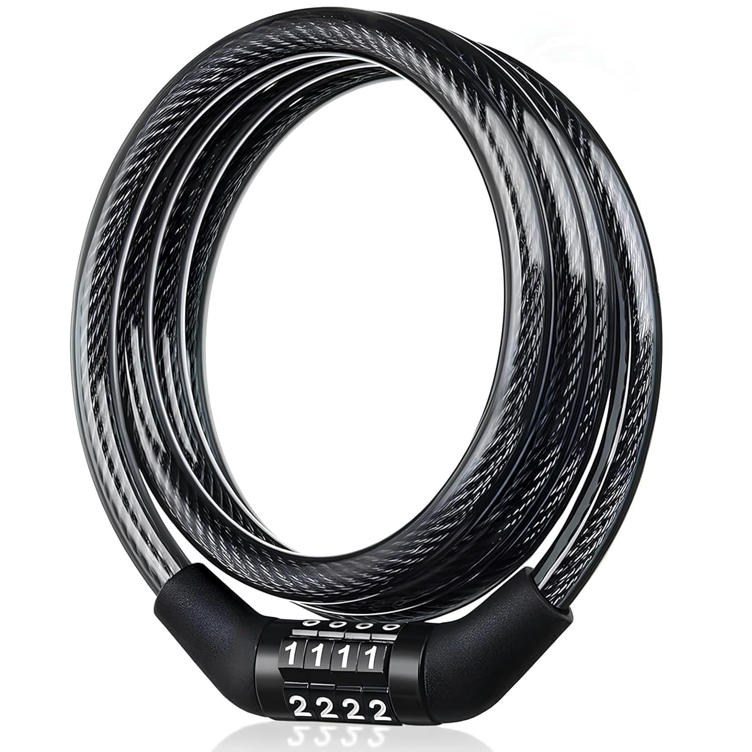 Kandid Multi-Purpose KEYLESS Lock for Bike Helmet, Cycle | Extra Long 8mm Thick | 4 Digit Combination No Key Hassle Tension Free Bicycle Number & Cable Lock Stainless Heavy Duty