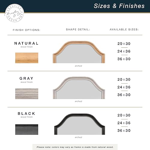 Miniatura 6 de MCS Master & Co. Espejo de pared arqueado de madera, espejo rectangular de decoración minimalista con parte superior arqueada para entrada,