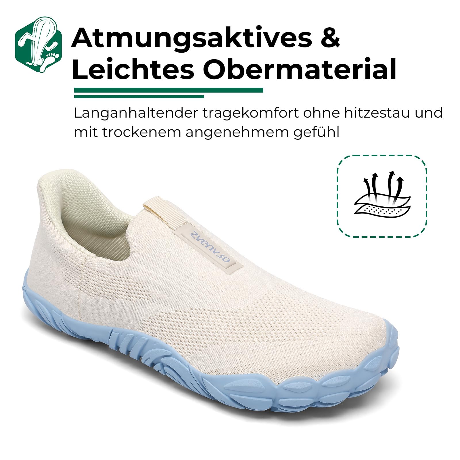 SAGUARO Unisex Barfußschuhe Slip On Fitnessschuhe mit Breiter Zehenbox und Zero-Drop Solhe, Gr. 36-46
