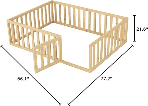 Miniatura 29 de Merax Marco de cama de piso de madera de tamaño individual con valla y puerta (nogal) Nuez,Natural,https://www.amazon.com/dp/undefined