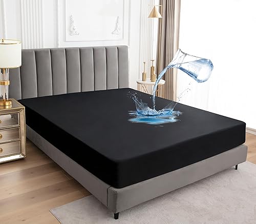 Sufdari Protector de colchón individual XL, protector de colchón impermeable, funda de colchón estilo sábana bajera con bolsillo profundo de 18