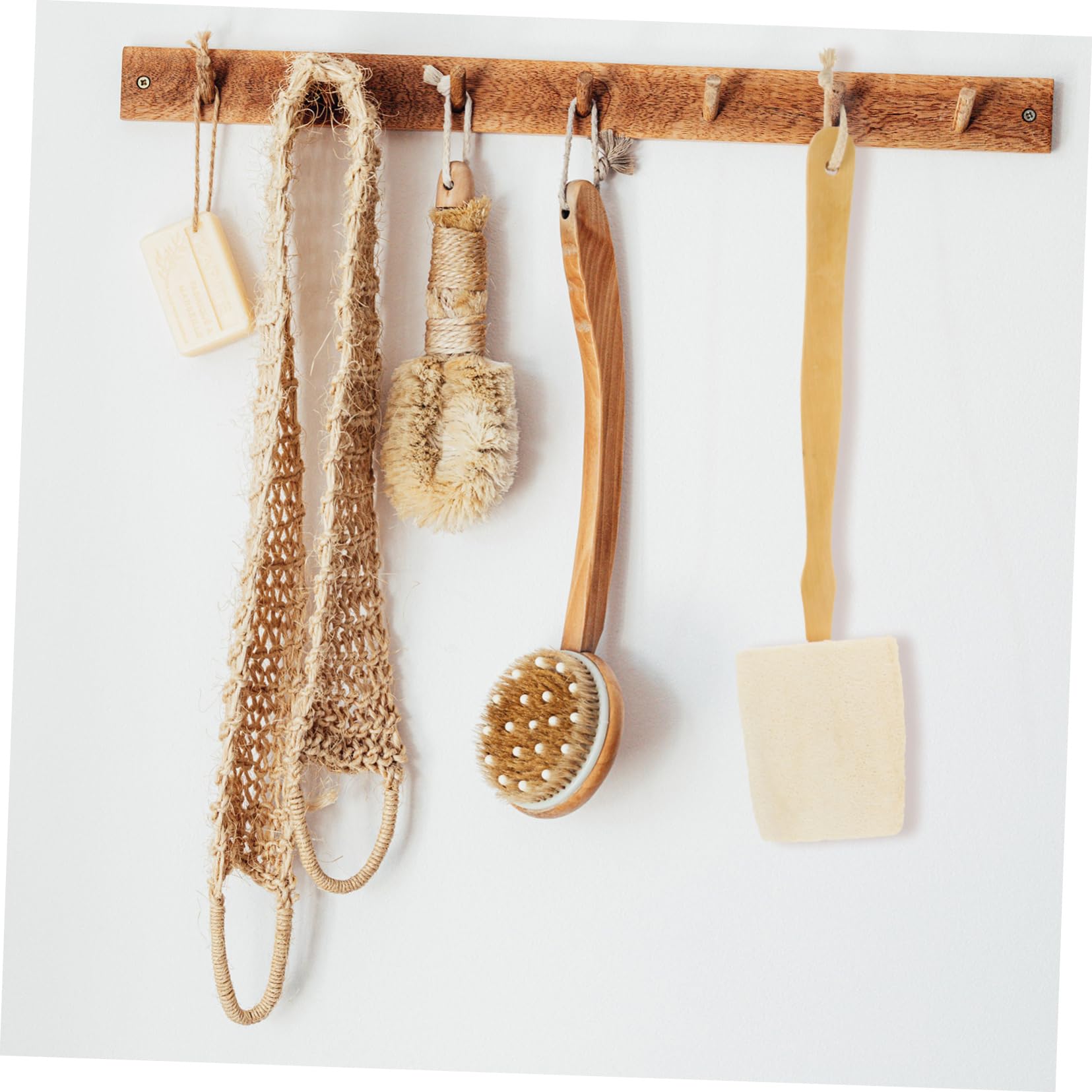 Healeved 3pezzi Spazzola Per Con Manico Lungo Luffa Naturale Esfoliante Per Schiena Strumento Di Pulizia Per Bagno Rimuove Impurità e Morta Facile Da Usare e Pulire