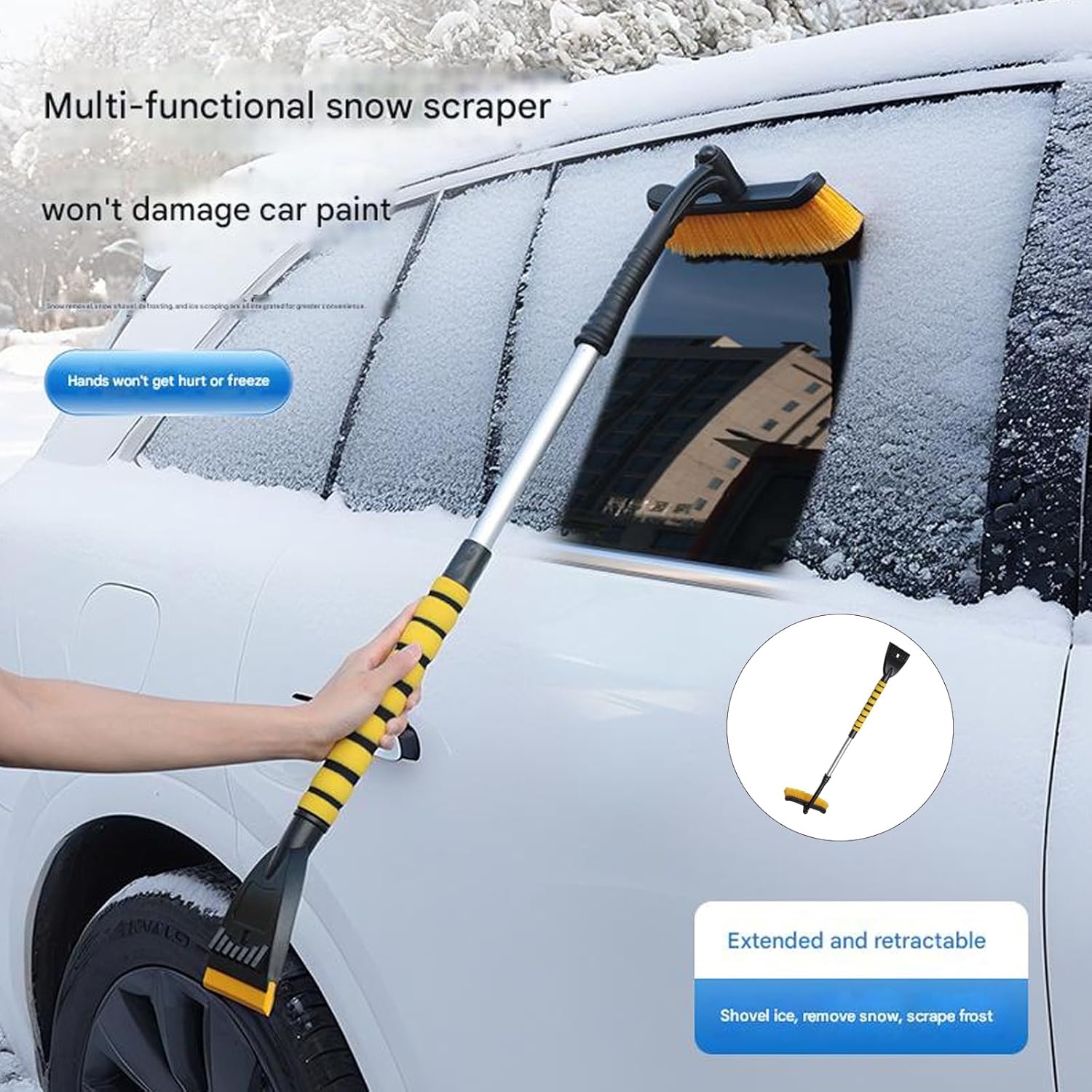 Upgrades Ice Scraper Tool with Anti Slip Grip Detachable Structure for Auto Motorcycle & Home Use Cold Weather Windshield Snow Scraper
