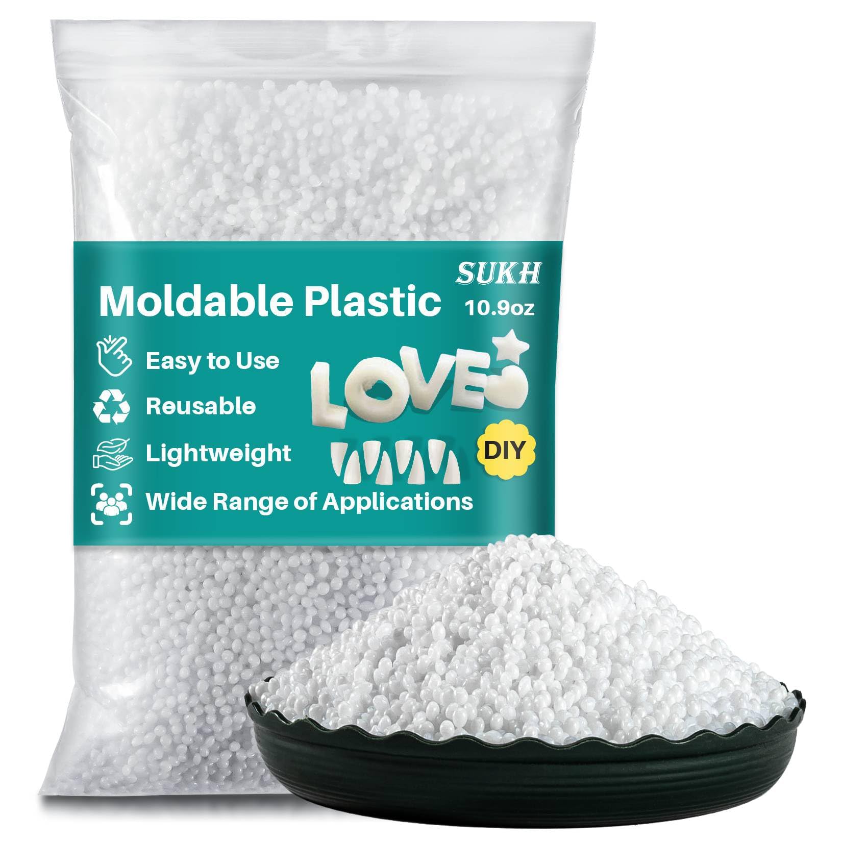 Sukh 310G Moldable Plastic Pellets - Thermoplastic Beads Polymorph Plastic Meltable Reusable Thermal Beads for Crafts,DIY,Cosplay,Temporarily Repair,Modeling,Halloween Vampire Teeth Fangs-image-18