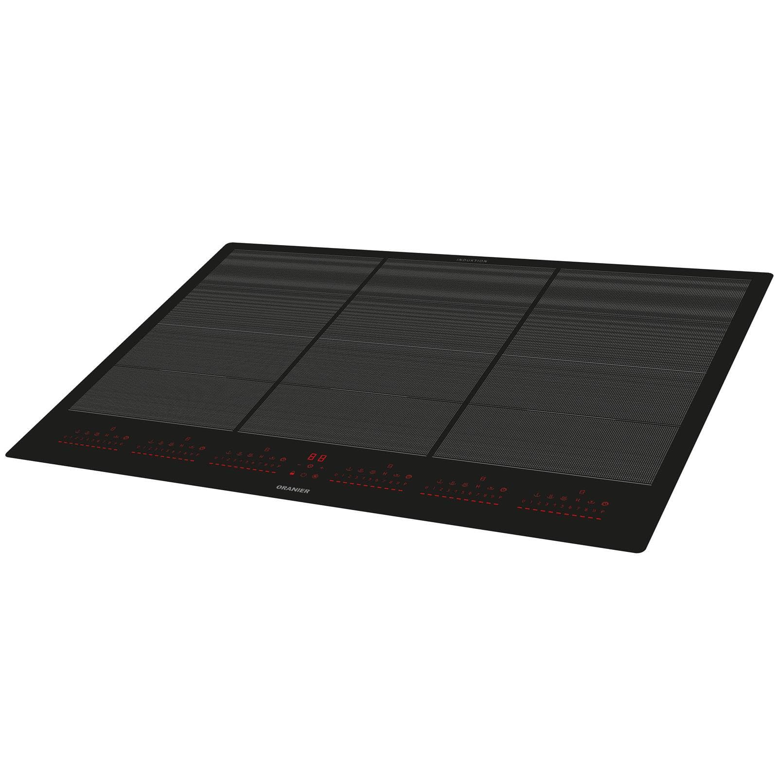 Oranier Induktionskochfeld 80 cm FLI680 - Flächen-Induktion autark mit Multi-Slider-Bedienung & 6 Kochzonen & Kochfeld-Seitenleisten aus Edelstahl